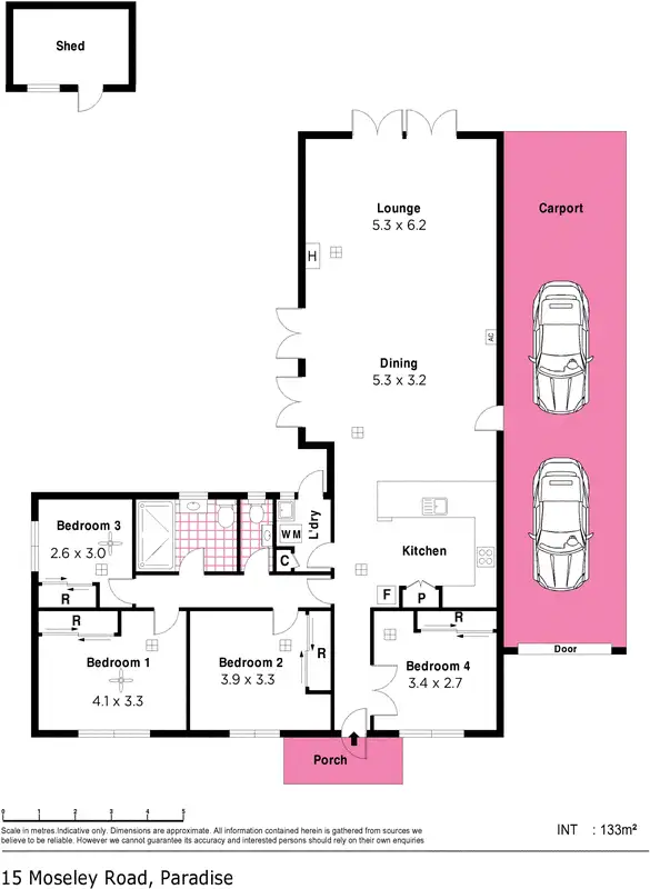 Floorplan of Homely house listing, 15 Moseley Road, Paradise SA 5075