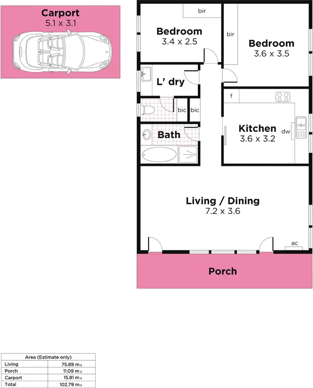 Floorplan of Homely unit listing, 2/63 Walkerville Terrace, Gilberton SA 5081