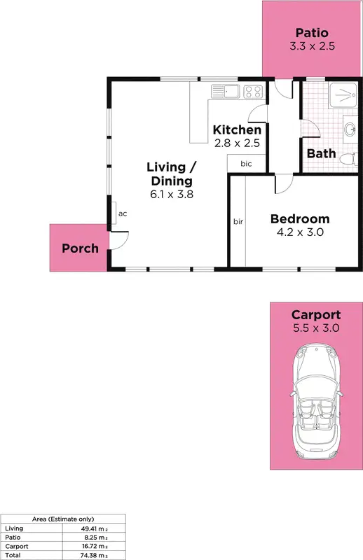 Floorplan of Homely unit listing, 3/329 Glen Osmond Road, Glenunga SA 5064