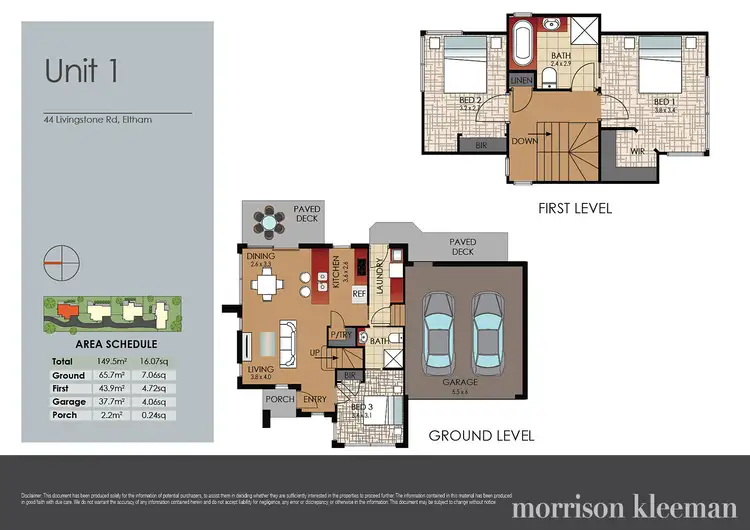 Floorplan of Homely townhouse listing, 1/44 Livingstone Road, Eltham VIC 3095