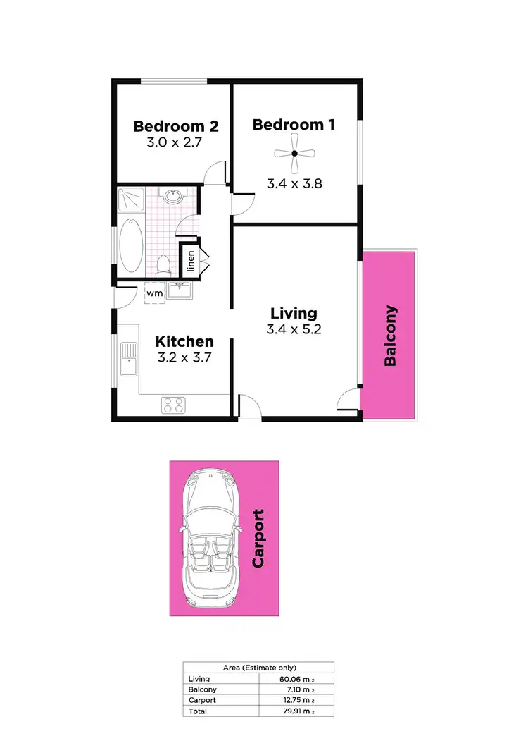 Floorplan of Homely unit listing, 12/14 Byron Street, Glenelg SA 5045