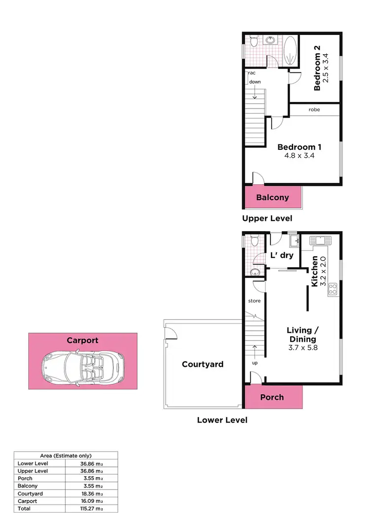 Floorplan of Homely unit listing, 7/390-394 Sir Donald Bradman Drive, Brooklyn Park SA 5032