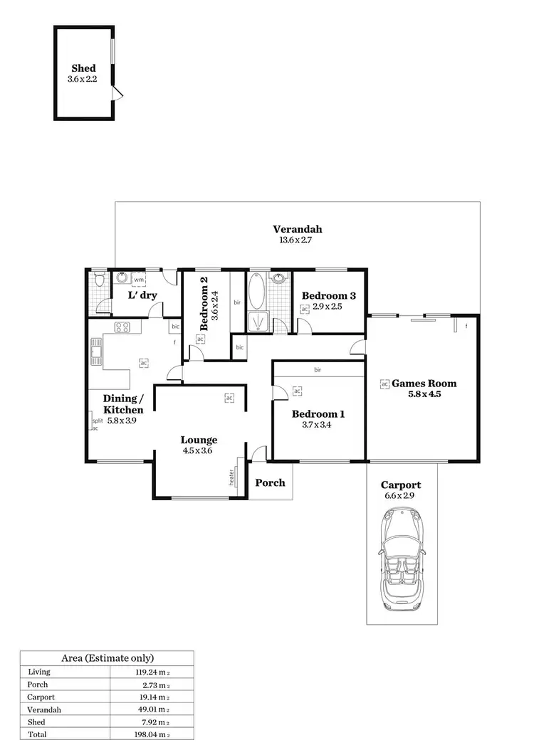 Floorplan of Homely house listing, 184 Stradbroke Road, Rostrevor SA 5073