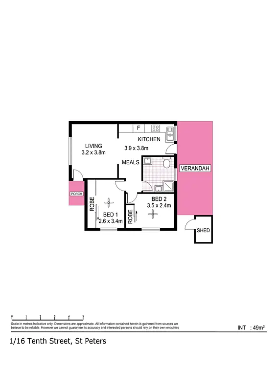 Floorplan of Homely unit listing, 1/16 Tenth Avenue, St Peters SA 5069