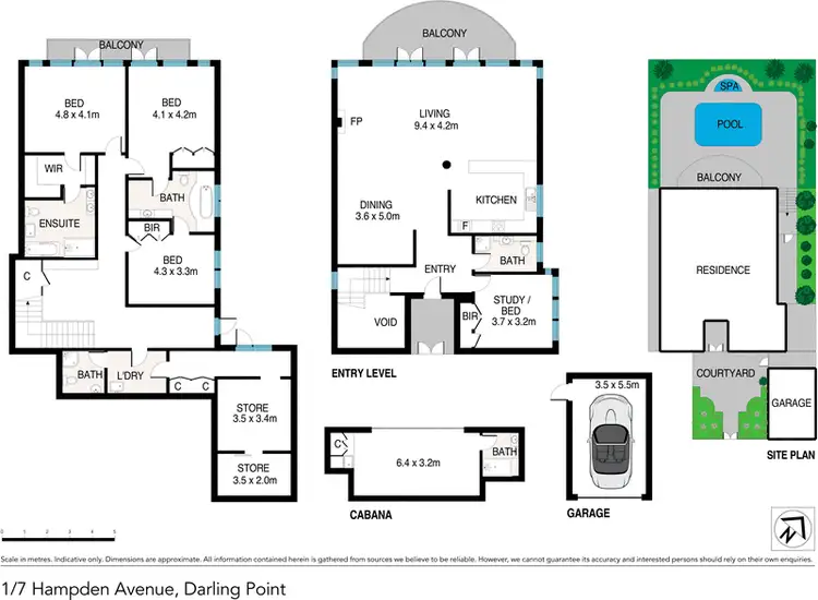 Floorplan of Homely semi-detached listing, 1/7 Hampden Avenue, Darling Point NSW 2027