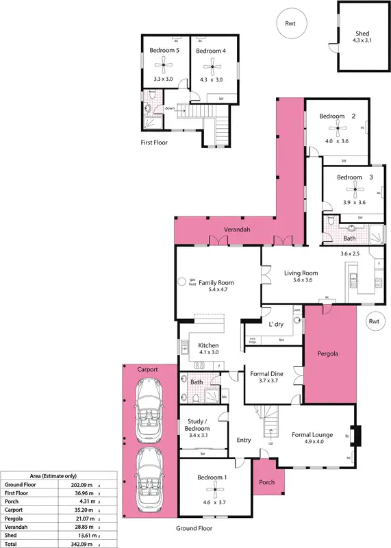 Floorplan of Homely house listing, 5 Keys Road, Lower Mitcham SA 5062
