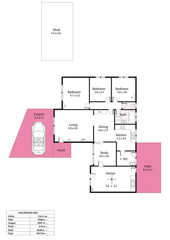 Floorplan of Homely unit listing, 1/6 Carr Crescent, Newton SA 5074