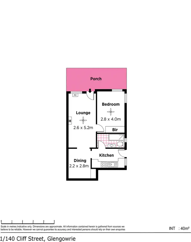 Floorplan of Homely unit listing, 1/140 Cliff Street, Glengowrie SA 5044