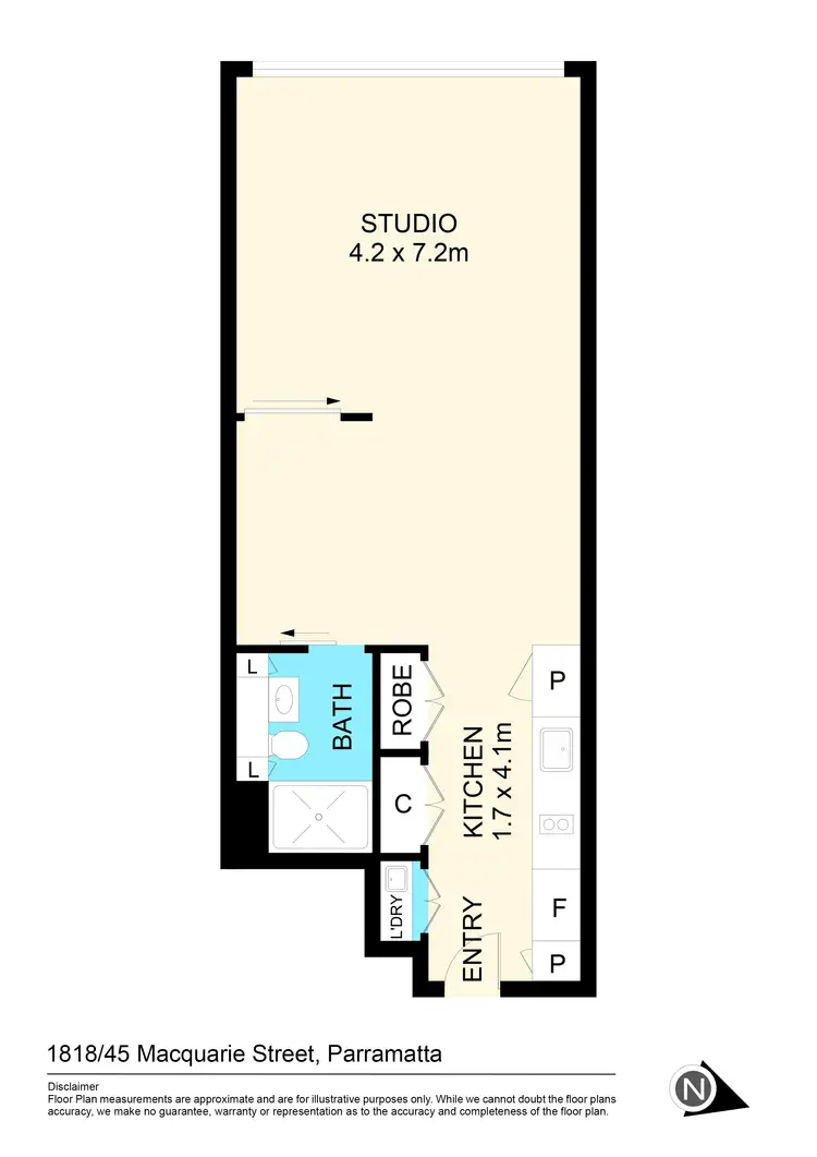 Floorplan of Homely apartment listing, 1818/45 Macquarie Street, Parramatta NSW 2150