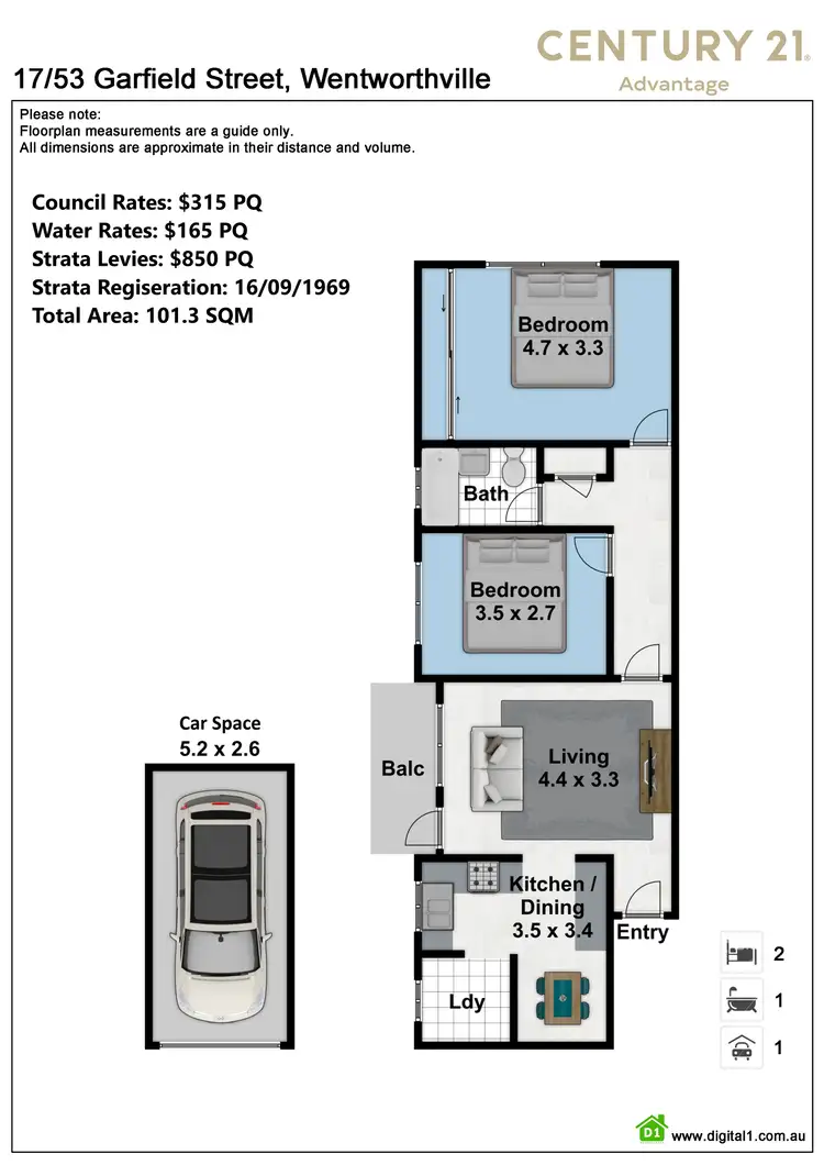 Floorplan of Homely unit listing, 17/53 Garfield Street, Wentworthville NSW 2145