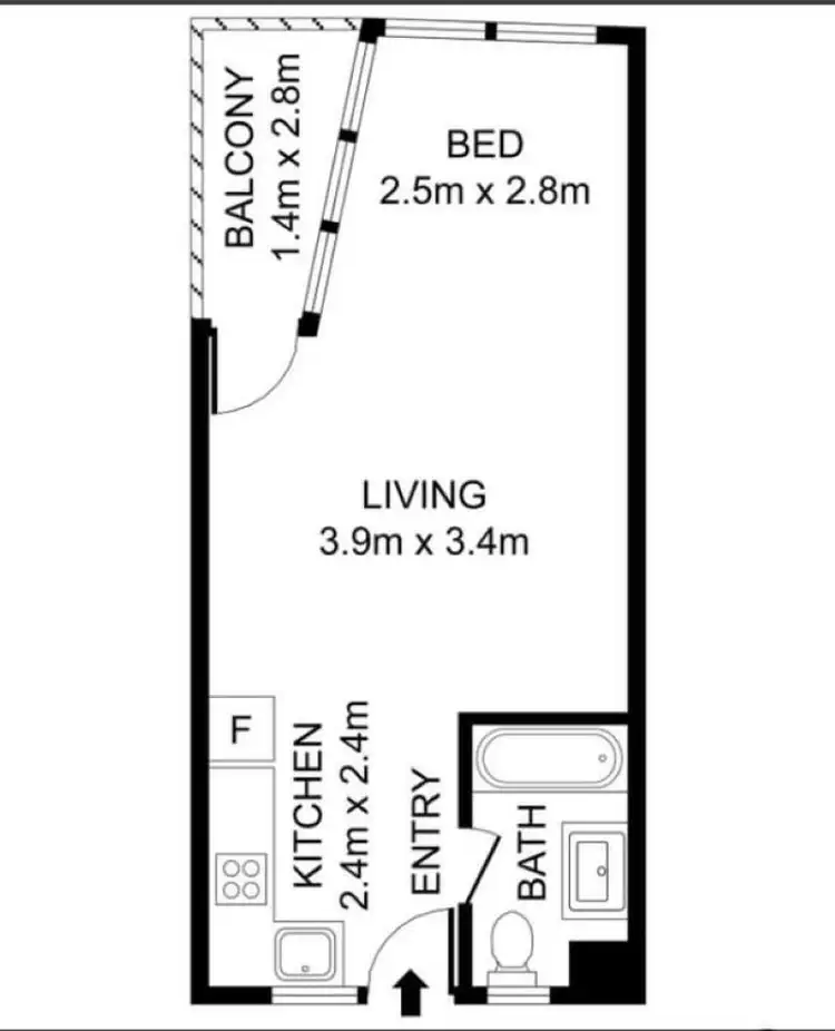 Floorplan of Homely studio listing, 606/72-96 Henrietta Street, Waverley NSW 2024
