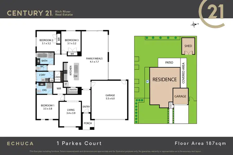 Floorplan of Homely house listing, 1 Parkes Court, Echuca VIC 3564