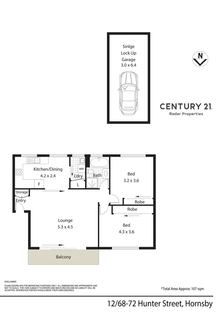 Floorplan of Homely apartment listing, 12/68-72 Hunter Street, Hornsby NSW 2077