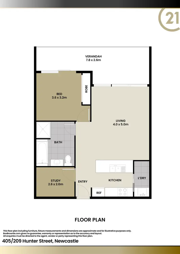 Floorplan of Homely apartment listing, 405/209 Hunter Street, Newcastle NSW 2300