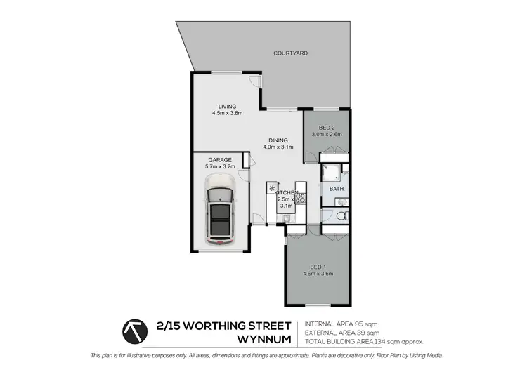 Floorplan of Homely unit listing, 2/15 Worthing Street, Wynnum QLD 4178