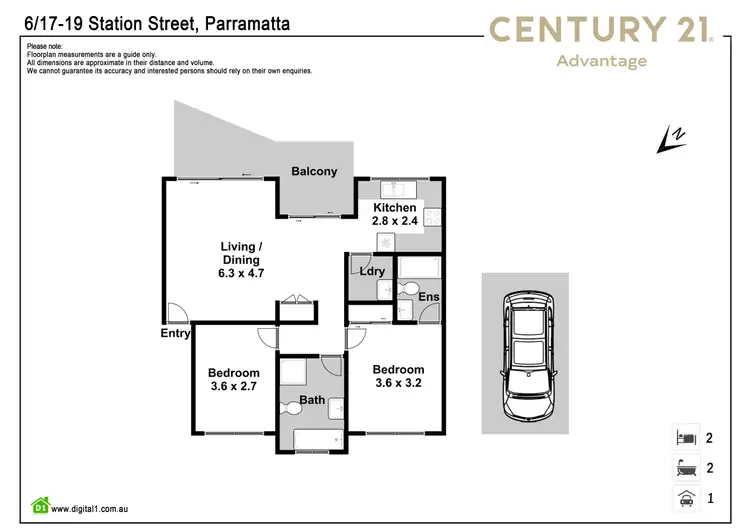 Floorplan of Homely apartment listing, 6/17-19 Station Street West, Parramatta NSW 2150