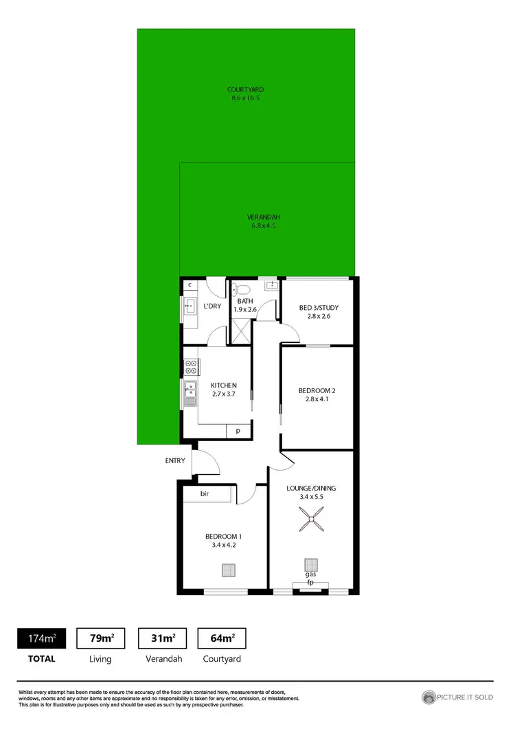 Floorplan of Homely semi-detached listing, 79 Tarlton Street, Somerton Park SA 5044
