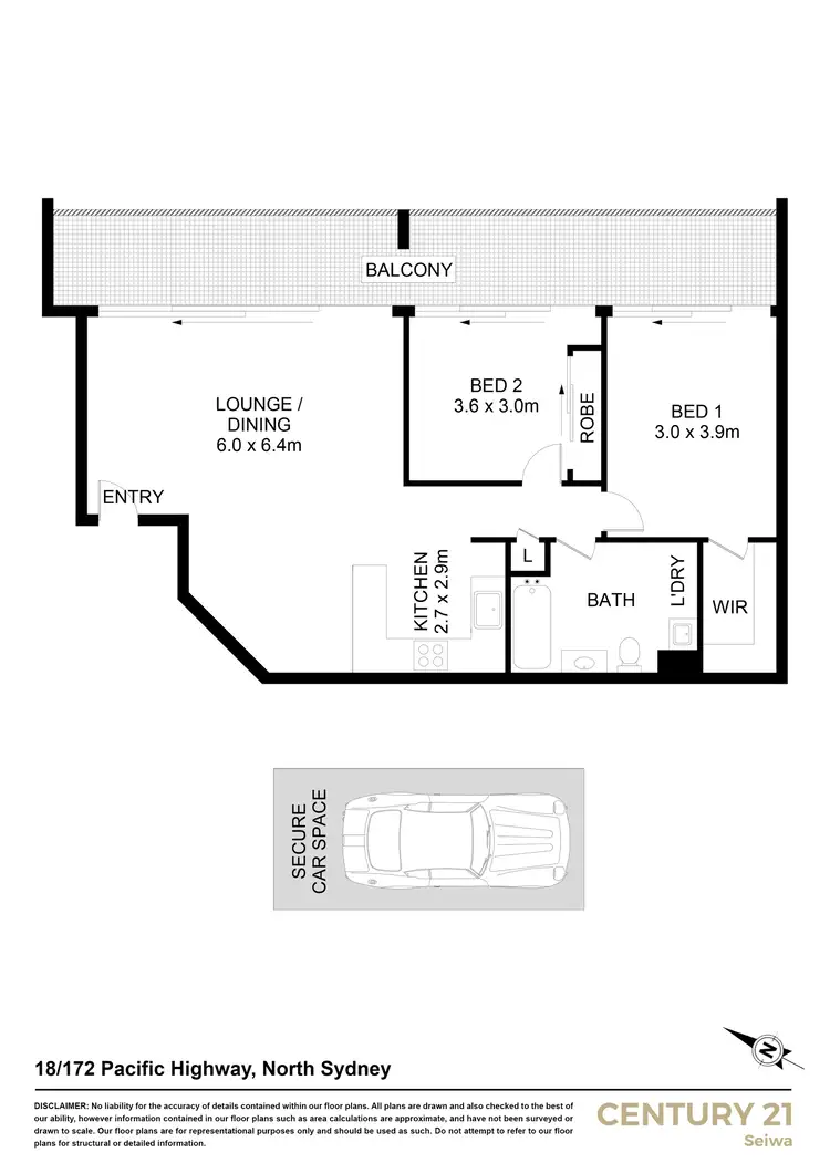 Floorplan of Homely apartment listing, 18/172 Pacific Highway, North Sydney NSW 2060