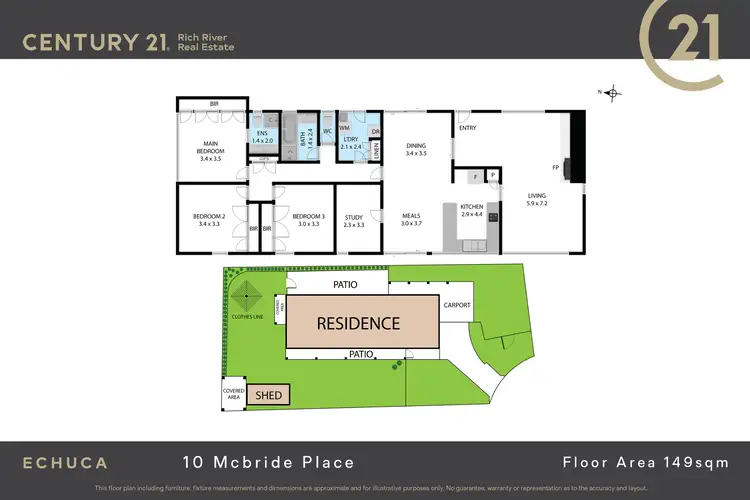 Floorplan of Homely house listing, 10 Mcbride Place, Echuca VIC 3564