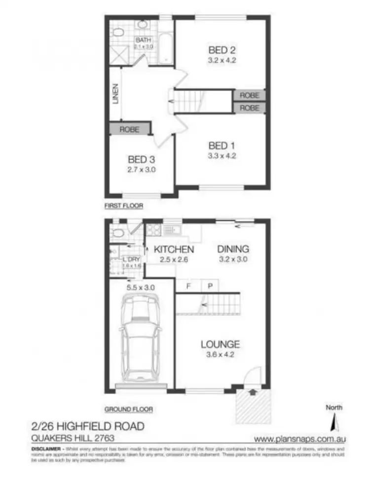 Floorplan of Homely townhouse listing, 2/26 Highfield Road, Quakers Hill NSW 2763