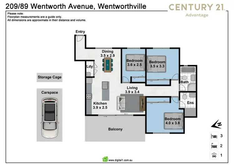 Floorplan of Homely apartment listing, 209/89 Wentworth Ave, Wentworthville NSW 2145