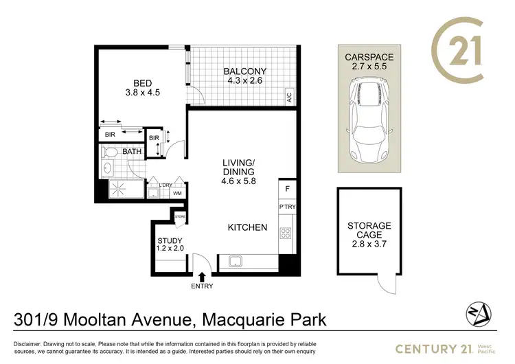 Floorplan of Homely apartment listing, 301/9 Mooltan Avenue, Macquarie Park NSW 2113