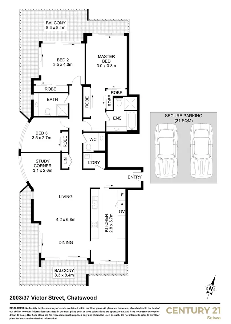 Floorplan of Homely apartment listing, 2003/37 Victor Street, Chatswood NSW 2067