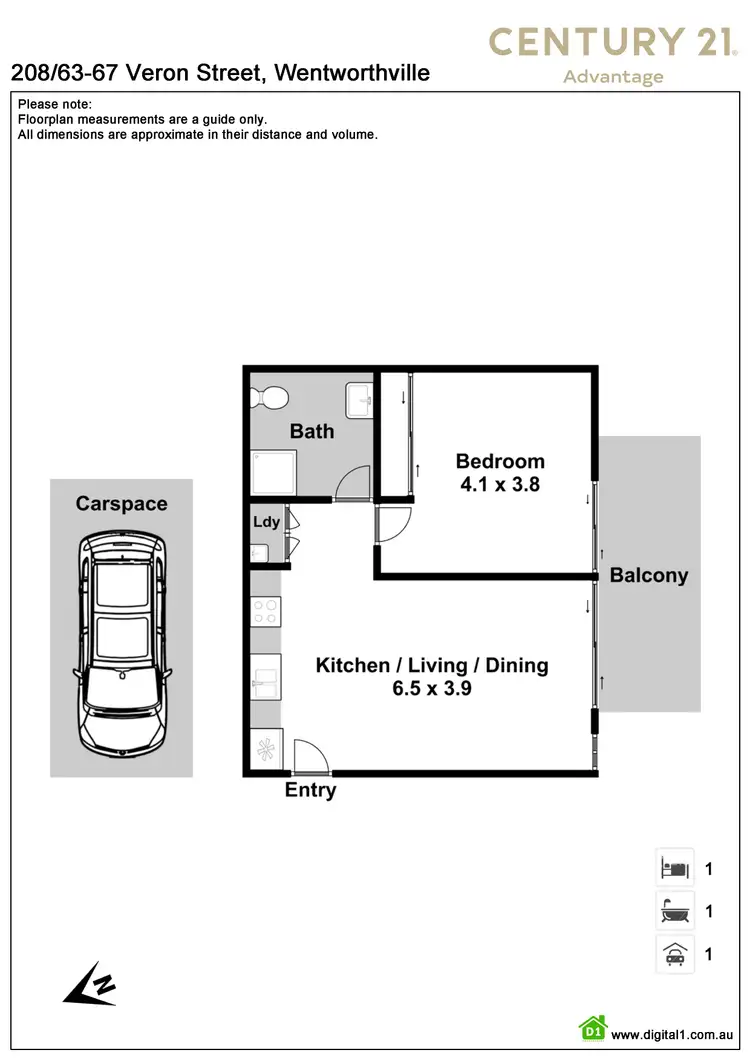 Floorplan of Homely apartment listing, 208/63-67 Veron Street, Wentworthville NSW 2145