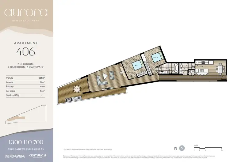 Floorplan of Homely apartment listing, 406/990 Hunter Street, Newcastle West NSW 2302