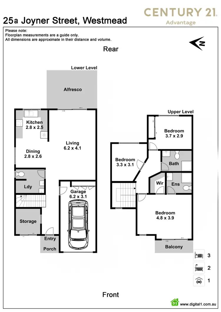Floorplan of Homely semi-detached listing, 25A Joyner Street, Westmead NSW 2145