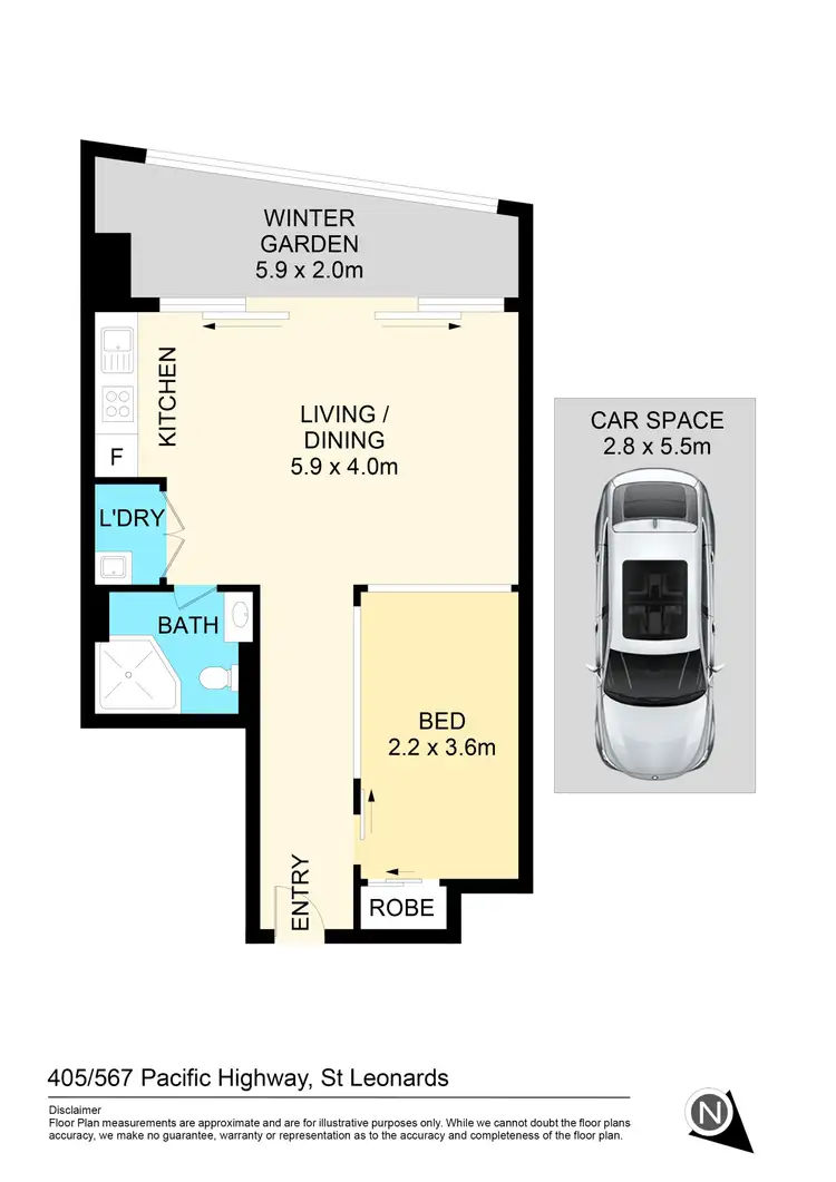 Floorplan of Homely apartment listing, 405/567 Pacific Highway, St Leonards NSW 2065