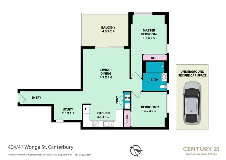 Floorplan of Homely unit listing, 404/41 Wonga Street, Canterbury NSW 2193