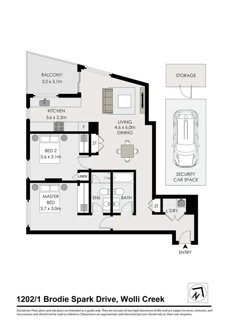 Floorplan of Homely apartment listing, 1202/1 Brodie Spark Drive, Wolli Creek NSW 2205