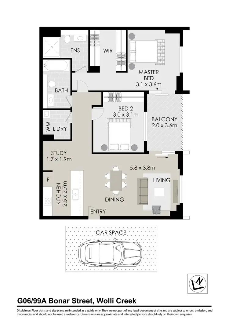 Floorplan of Homely apartment listing, G06/99A Bonar Street, Wolli Creek NSW 2205