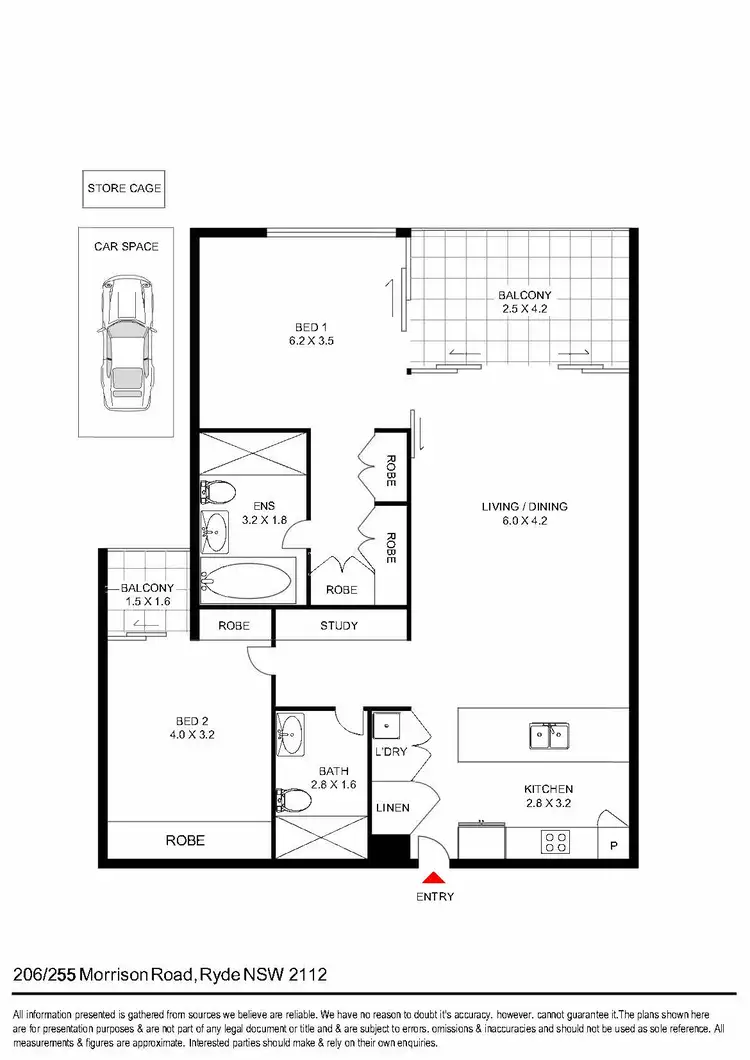 Floorplan of Homely apartment listing, 206/255 Morrison Road, Ryde NSW 2112