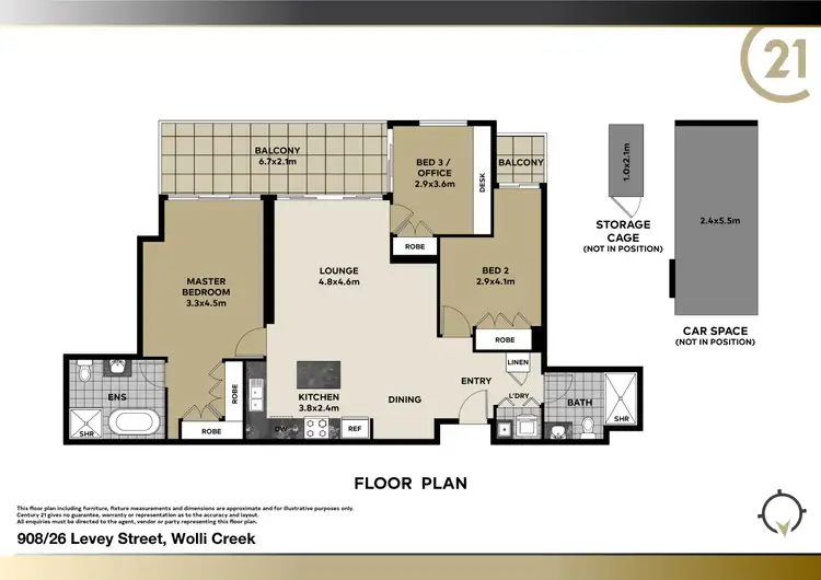 Floorplan of Homely apartment listing, 908/26 Levey Street, Wolli Creek NSW 2205
