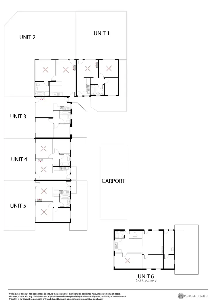 Floorplan of Homely block of units listing, 1-6/378 Tapleys Hill Rd, Seaton SA 5023