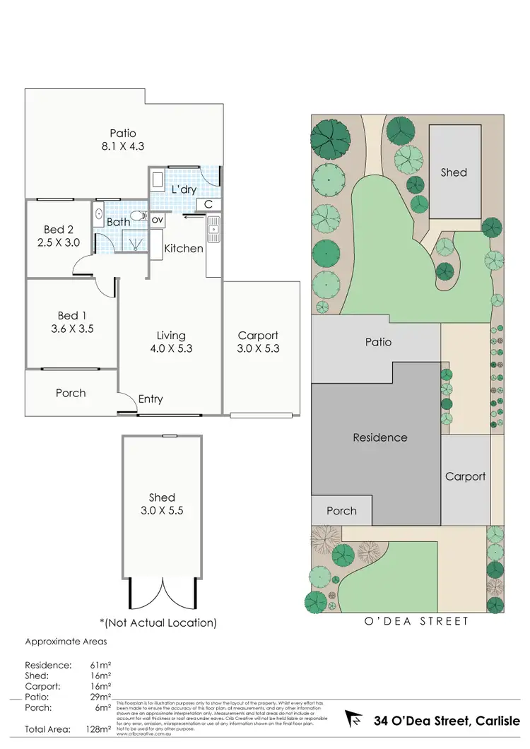 Floorplan of Homely semi-detached listing, 34 O'Dea Street, Carlisle WA 6101