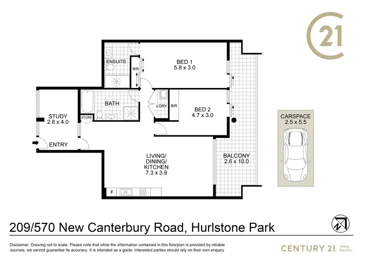 Floorplan of Homely apartment listing, 209/570 New Canterbury Road, Hurlstone Park NSW 2193