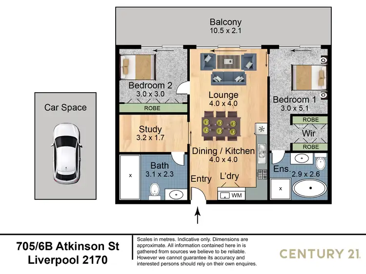 Floorplan of Homely apartment listing, 705/6B Atkinson Street, Liverpool NSW 2170