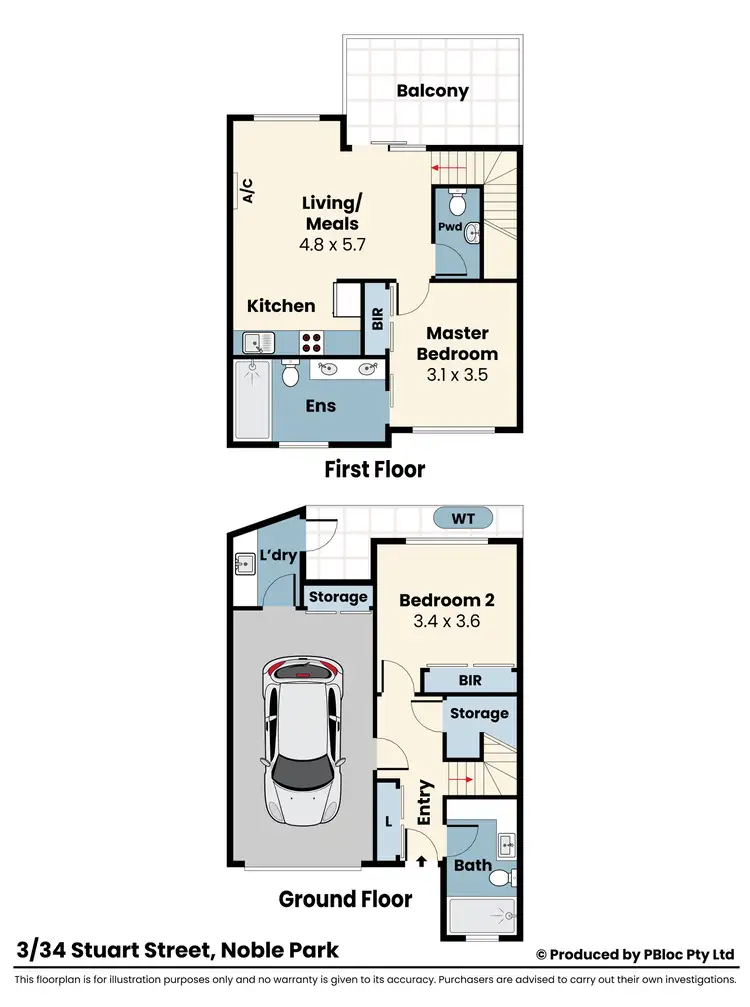 Floorplan of Homely townhouse listing, 3/34 Stuart Street, Noble Park VIC 3174
