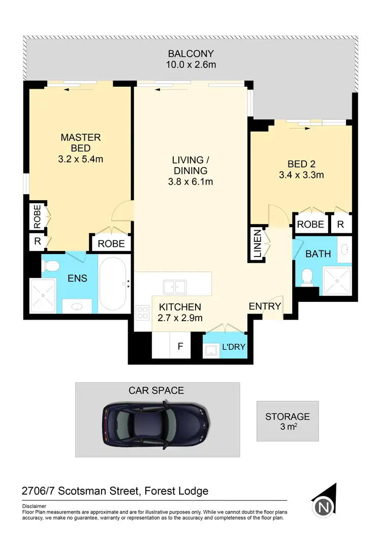 Floorplan of Homely apartment listing, 2706/7 Scotsman Street, Forest Lodge NSW 2037
