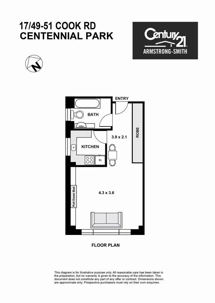 Floorplan of Homely studio listing, 17/49-51 Cook Road, Centennial Park NSW 2021