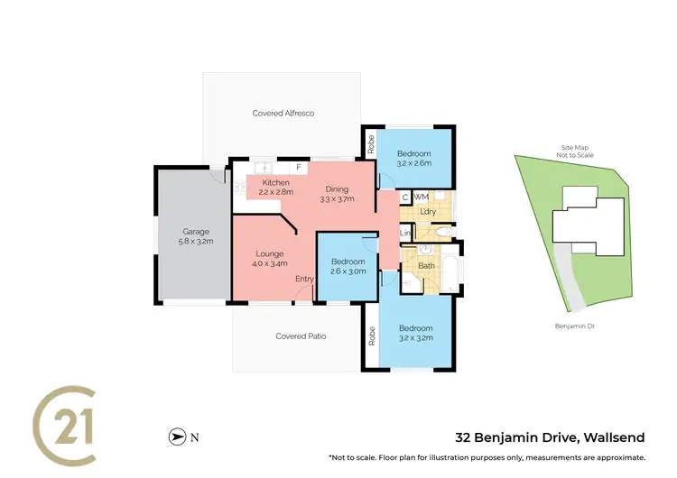Floorplan of Homely house listing, 32 Benjamin Drive, Wallsend NSW 2287