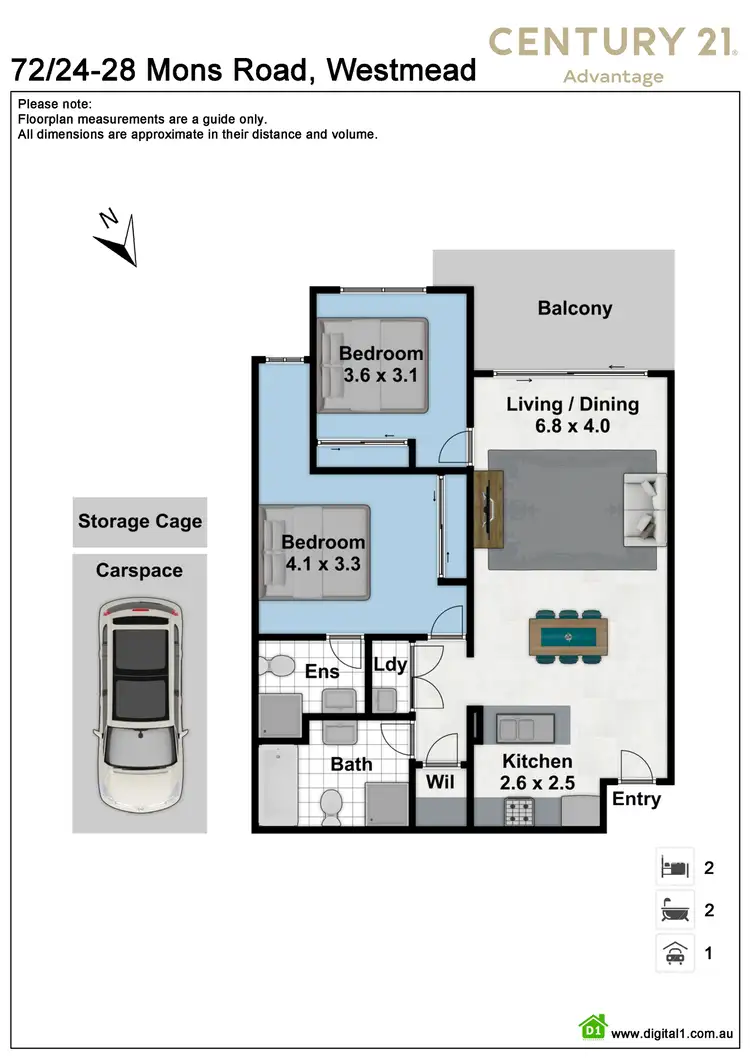 Floorplan of Homely apartment listing, 72/24-28 Mons Road, Westmead NSW 2145