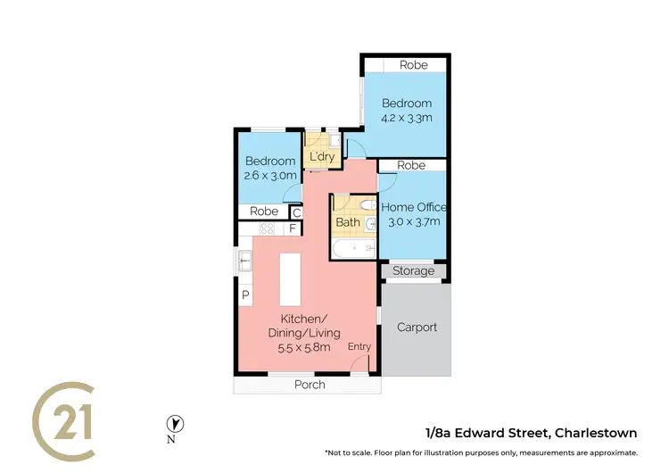 Floorplan of Homely semi-detached listing, 1/8A Edward Street, Charlestown NSW 2290