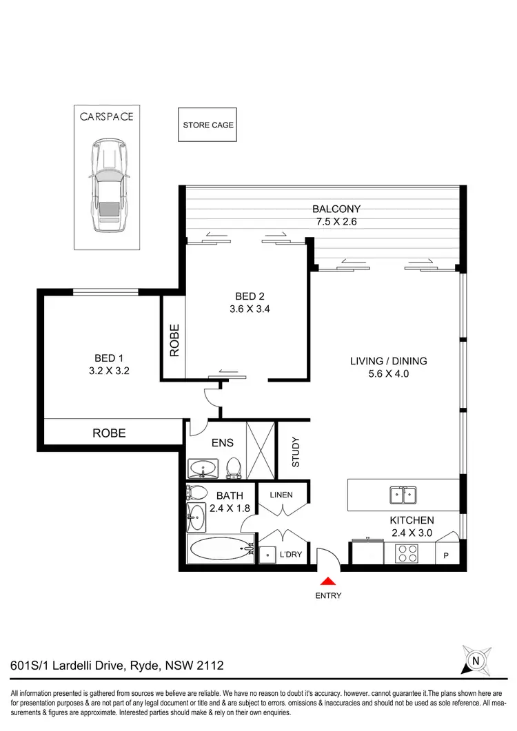 Floorplan of Homely apartment listing, 601s/1 Lardelli Drive, Ryde NSW 2112