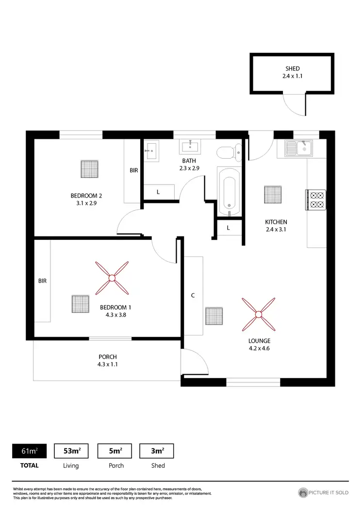 Floorplan of Homely unit listing, 1/36 Wear Avenue, Marden SA 5070