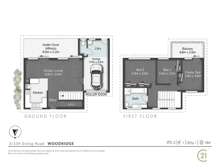 Floorplan of Homely townhouse listing, Unit 3/104 Ewing Road, Woodridge QLD 4114