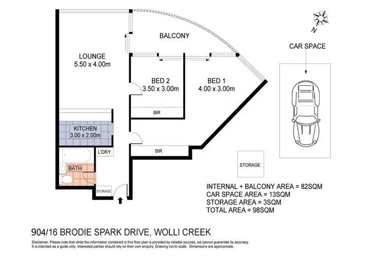 Floorplan of Homely apartment listing, 904/16 Brodie Spark Drive, Wolli Creek NSW 2205